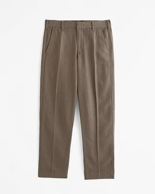 Straight Tailored Linen-Blend Fixed Waist Pant