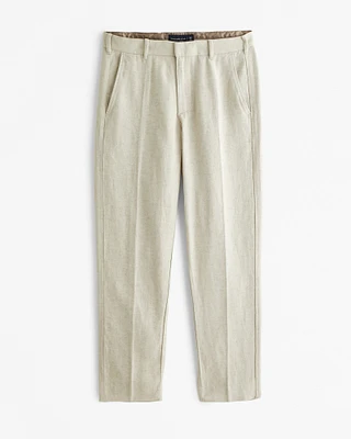 Straight Tailored Linen-Blend Fixed Waist Pant