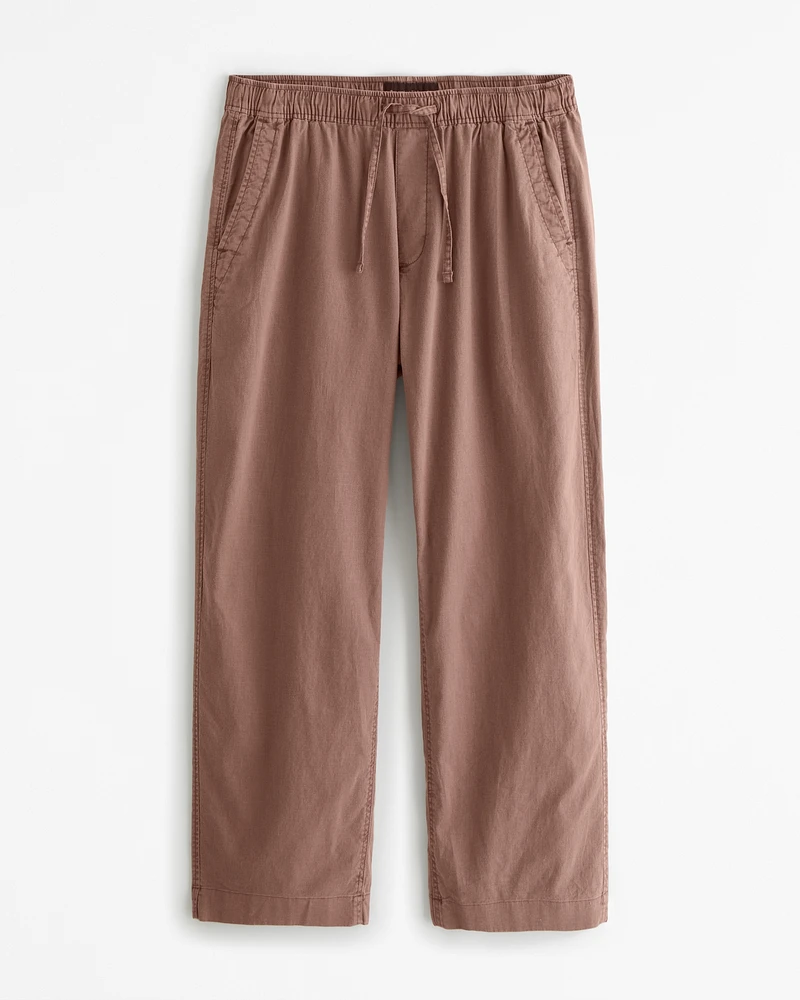 Baggy Linen-Blend Pull-On Pant