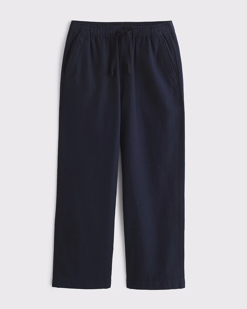 Baggy Cotton Textured Pull-On Pant