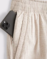 Loose Linen-Blend Pull-On Pant