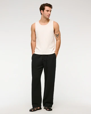 Baggy Cotton Texture Pull-On Pant