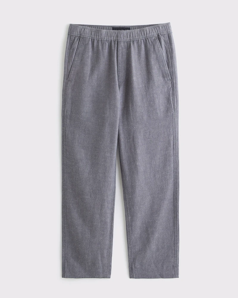Relaxed Straight Tailored Linen-Blend Pull-On Pant