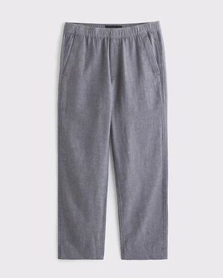 Relaxed Straight Tailored Linen-Blend Pull-On Pant
