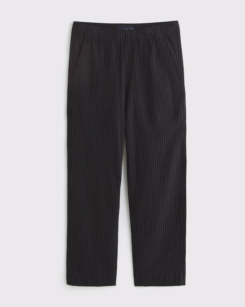Relaxed Straight Tailored Linen-Blend Pull-On Pant