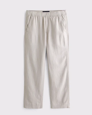 Relaxed Straight Tailored Linen-Blend Pull-On Pant