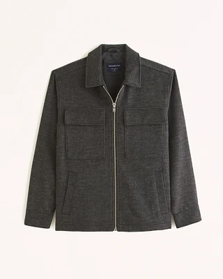 Wool-Blend Zip Shirt Jacket