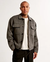 Cropped Date Night Wool-Blend Trucker Jacket