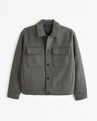 Cropped Date Night Wool-Blend Trucker Jacket