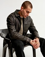Vegan Leather Zip Trucker Jacket