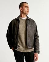 Vegan Leather Zip Trucker Jacket