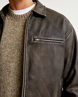 Vegan Leather Zip Trucker Jacket