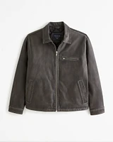 Vegan Leather Zip Trucker Jacket