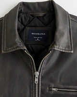 Vegan Leather Zip Trucker Jacket