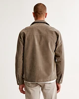 Vegan Sueded Leather Zip Shirt Jacket