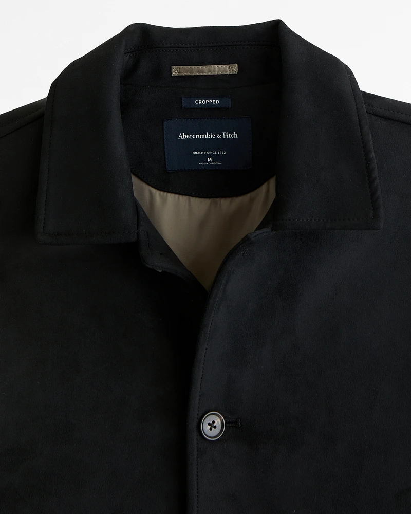 Cropped Vegan Suede Jacket