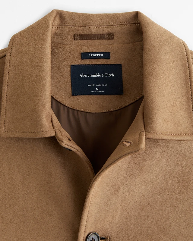 Abercrombie & Fitch Cropped Vegan Suede Jacket | MainPlace Mall