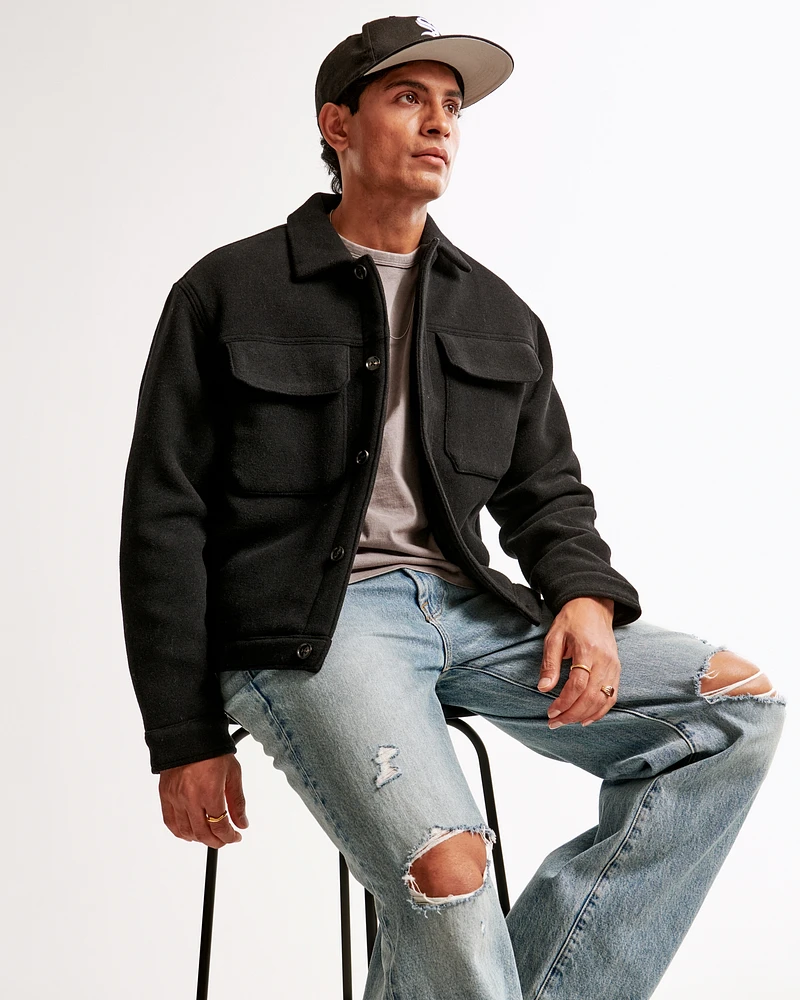 Cropped Dressy Trucker Jacket