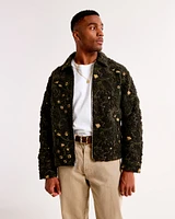 Floral Sherpa Zip Trucker Jacket