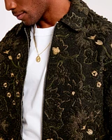 Floral Sherpa Zip Trucker Jacket