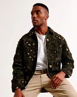 Floral Sherpa Zip Trucker Jacket