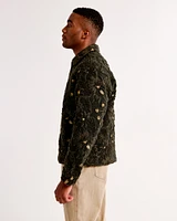 Floral Sherpa Zip Trucker Jacket