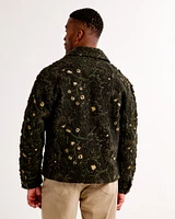Floral Sherpa Zip Trucker Jacket