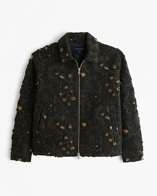 Floral Sherpa Zip Trucker Jacket