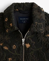 Floral Sherpa Zip Trucker Jacket