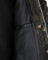 Floral Sherpa Zip Trucker Jacket