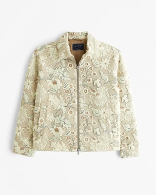 Floral Sherpa Zip Trucker Jacket