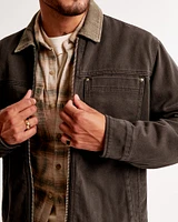 Sherpa-Lined Zip Workwear Jacket