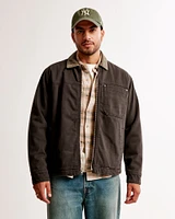 Sherpa-Lined Zip Workwear Jacket