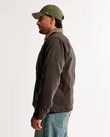 Sherpa-Lined Zip Workwear Jacket