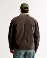 Sherpa-Lined Zip Workwear Jacket