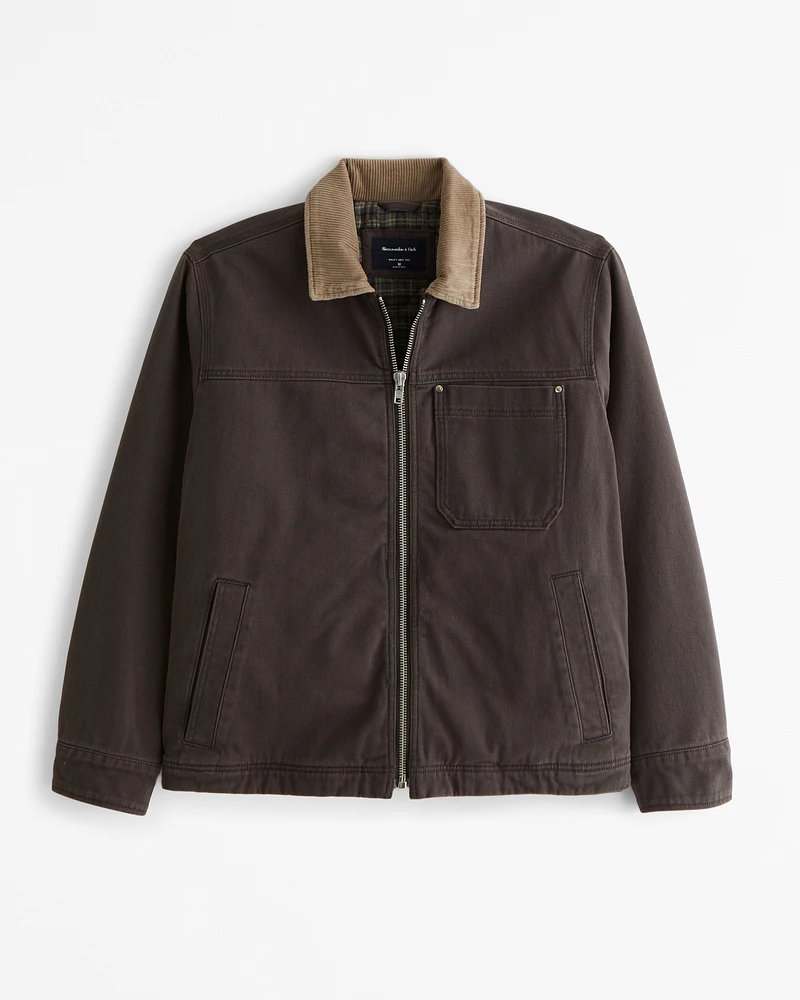 Sherpa-Lined Zip Workwear Jacket