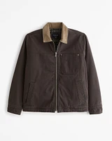 Sherpa-Lined Zip Workwear Jacket