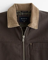 Sherpa-Lined Zip Workwear Jacket