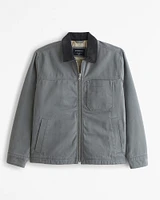 Sherpa-Lined Zip Workwear Jacket