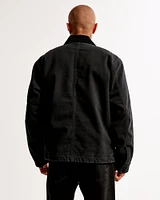 Sherpa-Lined Zip Workwear Jacket