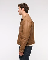 Western Vegan Leather Trucker Jacket