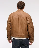 Western Vegan Leather Trucker Jacket