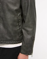 Cropped Vegan Leather Racer Jacket