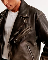 Cropped Vegan Leather Biker Jacket