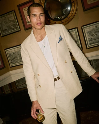 The A&F Collins Double-Breasted Linen-Blend Blazer