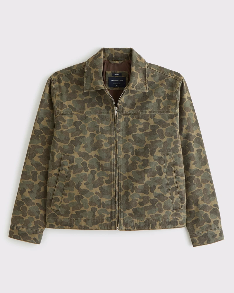 Lightweight Cropped Zip Workwear Jacket