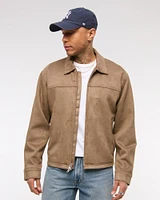 Lightweight Cropped Vegan Suede Easy Zip Jacket