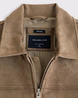 Lightweight Cropped Vegan Suede Easy Zip Jacket