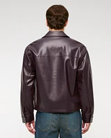 Lightweight Cropped Vegan Leather Easy Zip Jacket