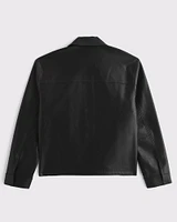 Lightweight Cropped Vegan Leather Easy Zip Jacket